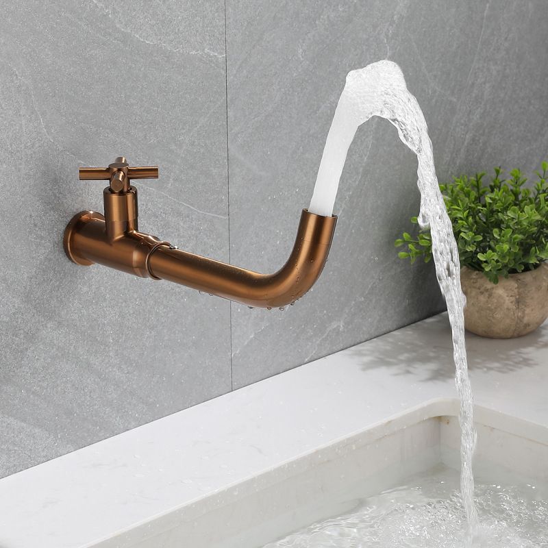 Avtoit | Contemporary Vessel Water Faucet Stainless Steel Cross Handles Wall Mounted Bathroom Faucet
