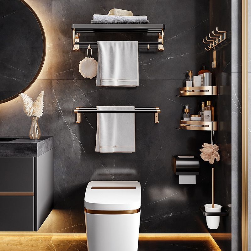 Avtoit | Black and Brass Bathroom Hardware Set Modern Stainless Steel Bathroom Shelf/Towel Holder/Paper Holder