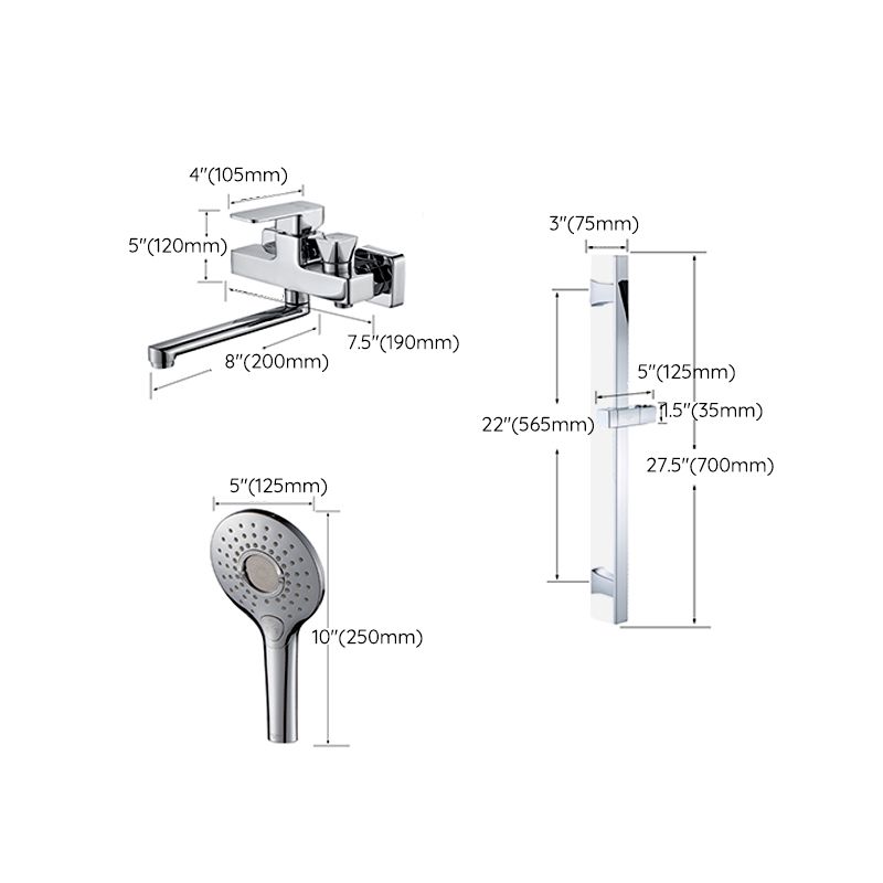 Avtoit | Wall Mounted Bathtub Faucet Trim Polished Chrome Swivel Spout with Hand Shower