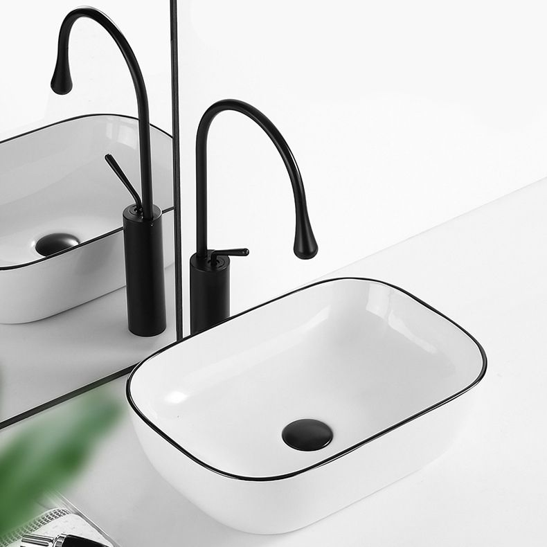 Avtoit | Contemporary sink with pop-up drain porcelain rectangular basin