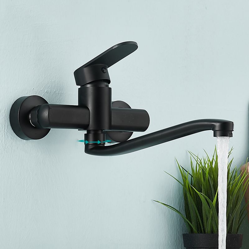 Avtoit | Low-Arc Bathtub Filler Black Lever Wall-Mounted Copper Bathtub Filler