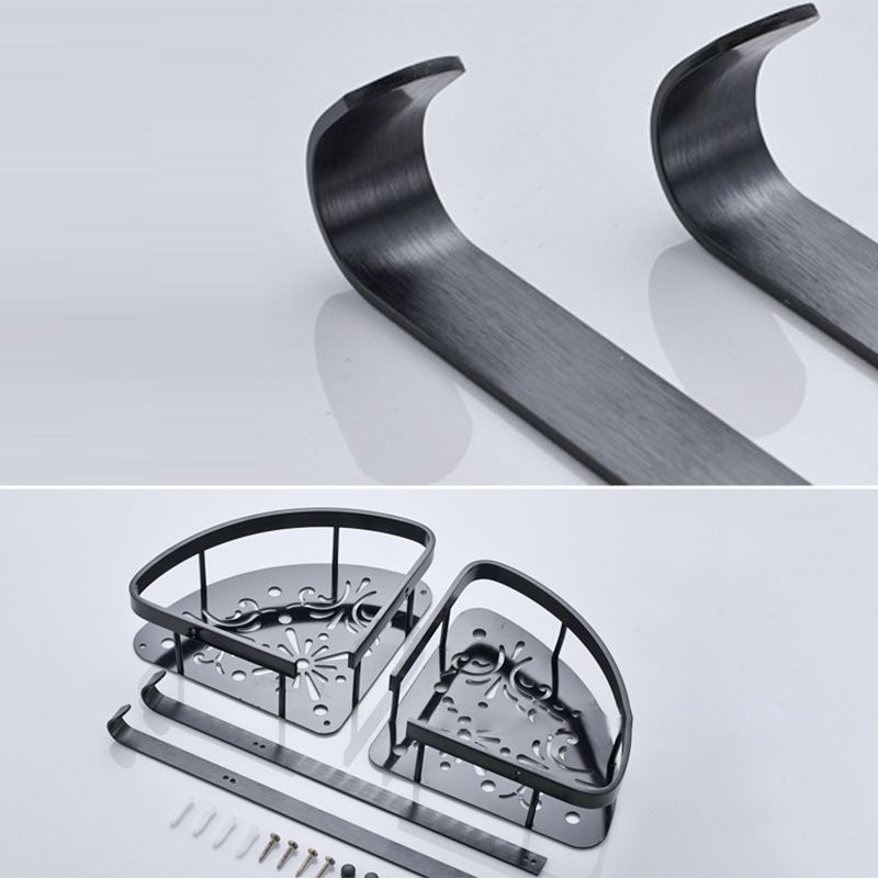 Avtoit | Contemporary 8-piece Bathroom Accessory Set Matte Black Bathroom Shelf/Paper Holder/Towel Hook