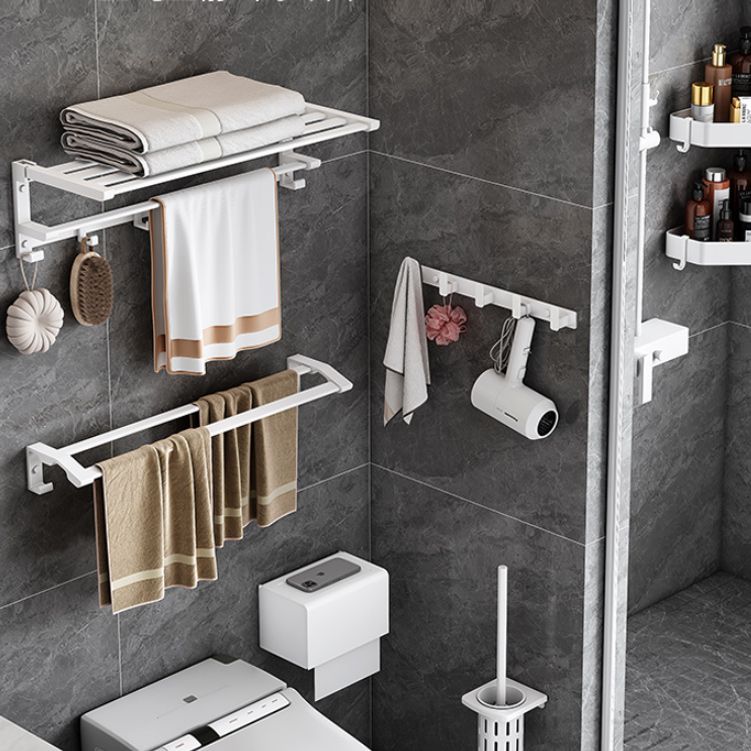 Avtoit | Modern White Bathroom Hardware Set Towel Rack Bath Shelf Bathroom Hardware Set