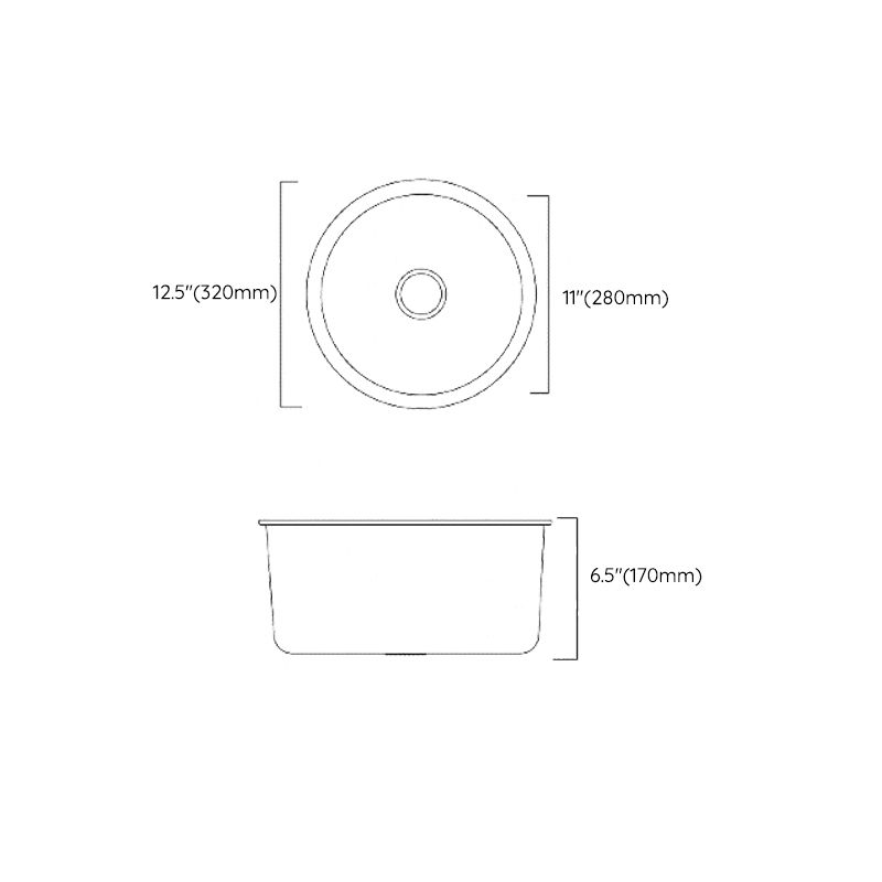 Avtoit | Classic Round Sink Stainless Steel Built-in Sink Non-Slip Round Basin for the Kitchen