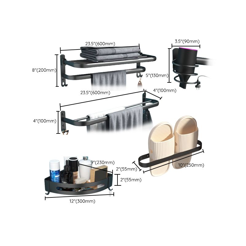 Avtoit | Modern Bathroom Hardware Set Matte Black Metal Bathroom Accessories Kit