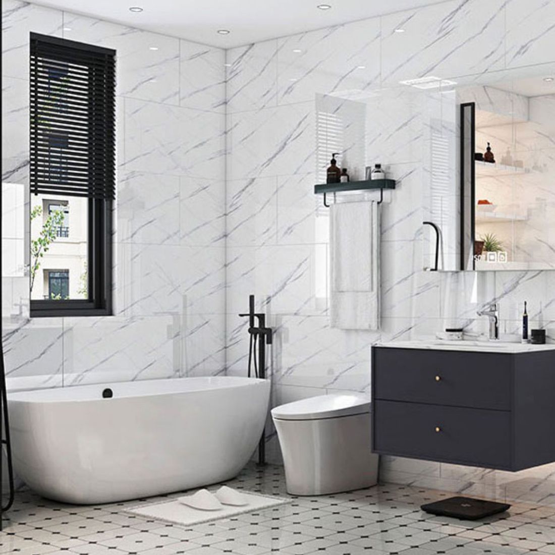 Avtoit | Single Tile Wallpaper Plastic Peel and Stick Back Wall Tile