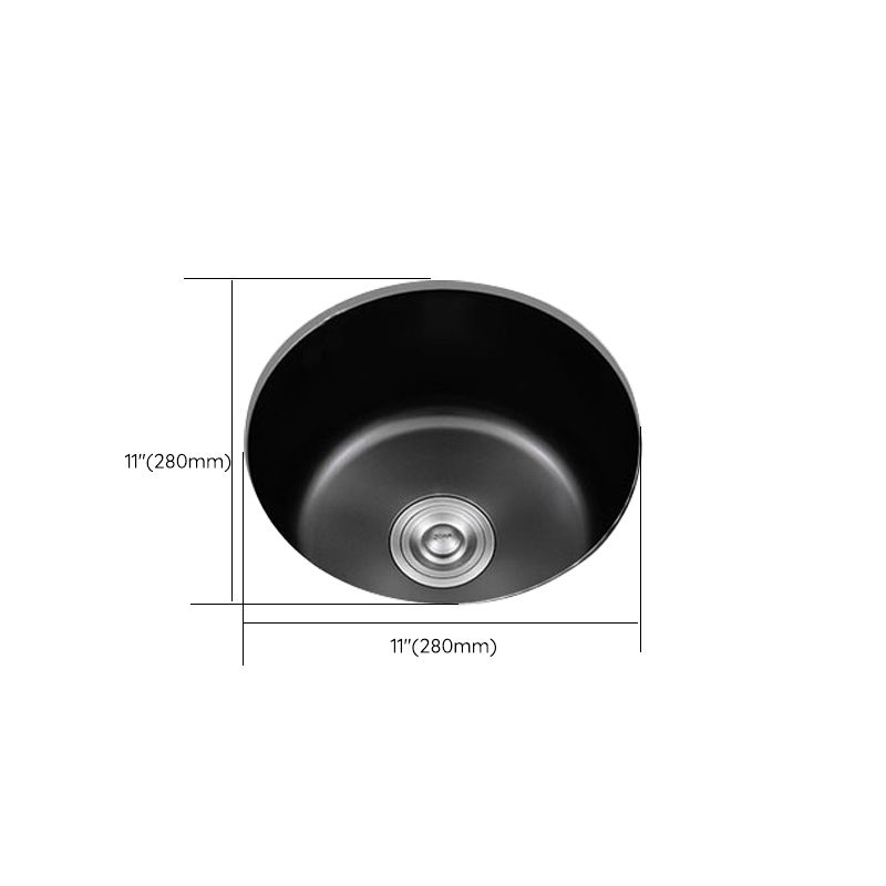 Avtoit | Stainless Steel Round Sink in Black Single Basin Undermount Sink with Basket Strainer