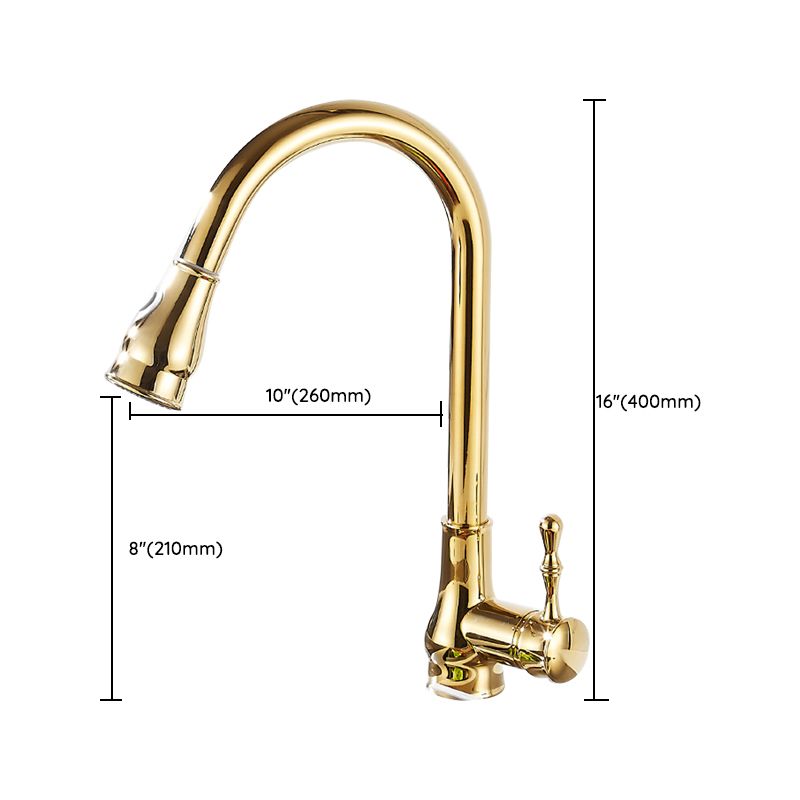 Avtoit | Brushed Gold Kitchen Faucet High Arc Swivel Spout with Pull-Down Spray Head