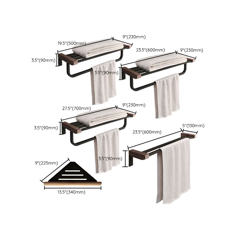 Avtoit | 7-piece bathroom accessory set metal bath set with wood accents