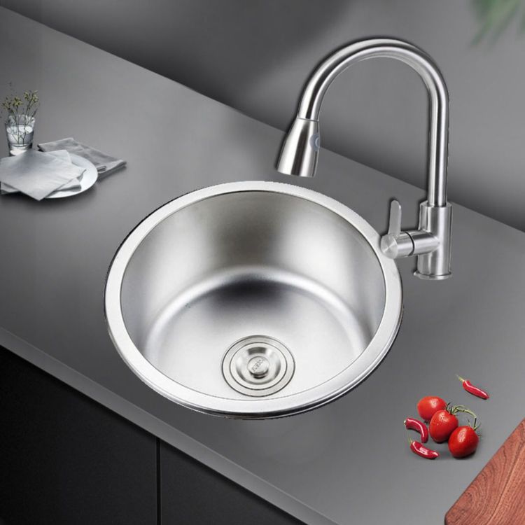 Avtoit | Round Stainless Steel Sink Built-in Sink with Basket Strainer