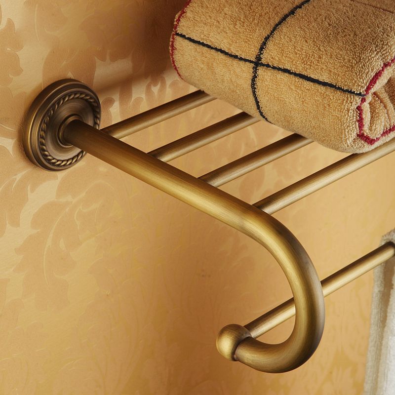 Avtoit | Worn Brass Traditional Bathroom Set with Bath Shelf/Paper Holder & Towel Bar