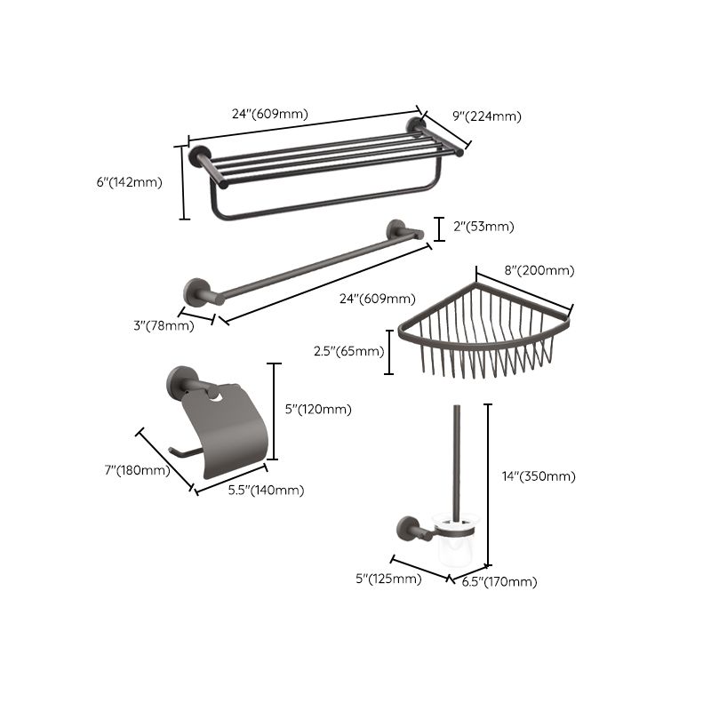 Avtoit | Gray Accessory Hardware Set Modern Bathroom Accessory Hardware Set