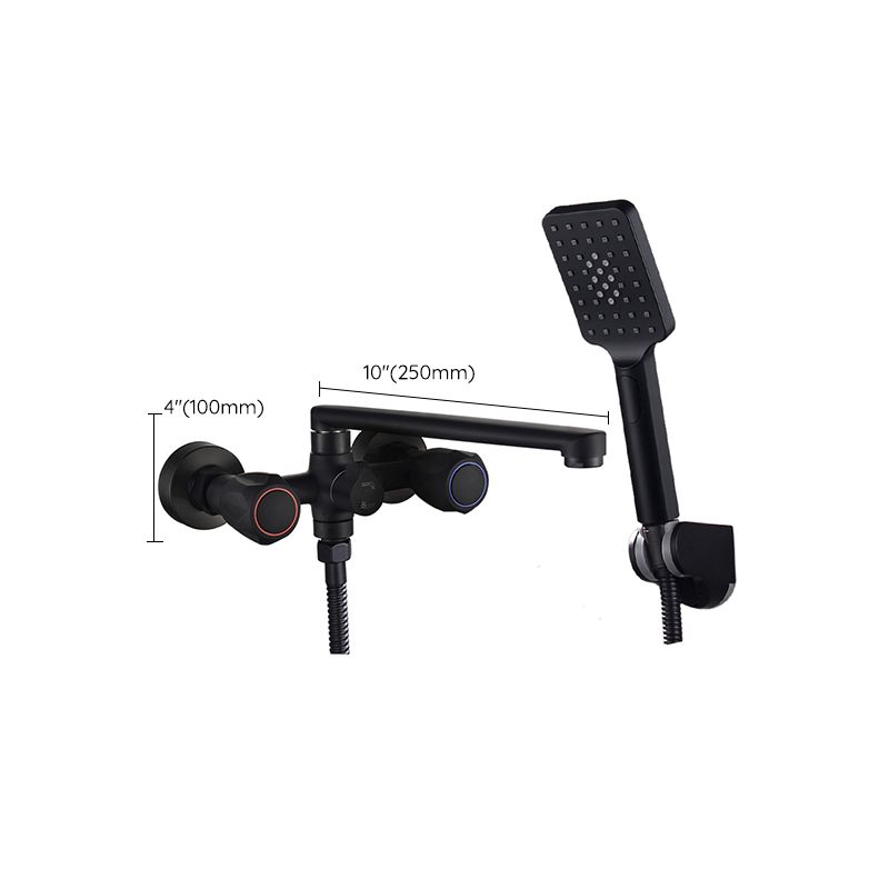 Avtoit | Modern Bathtub Faucet Trim Black Wall Mounted Swivel Spout with Hand Shower