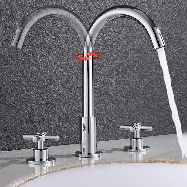 Avtoit | Goose Neck Bathroom Sink Faucet 2 Handles Hot and Cold Water Sink Faucet with Drain