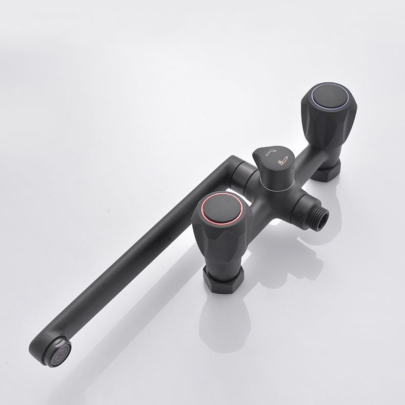 Avtoit | Modern Bathtub Faucet Trim Black Wall Mounted Swivel Spout with Hand Shower