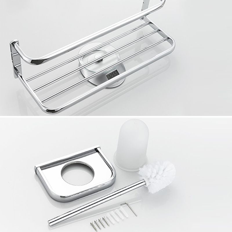Avtoit | Contemporary silver bathroom set with bathroom shelf and towel rail
