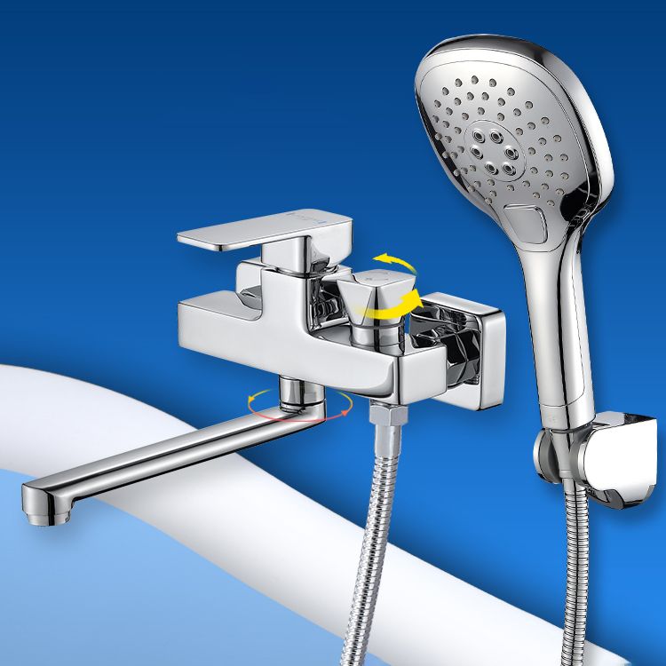 Avtoit | Wall Mounted Bathtub Faucet Trim Polished Chrome Swivel Spout with Hand Shower