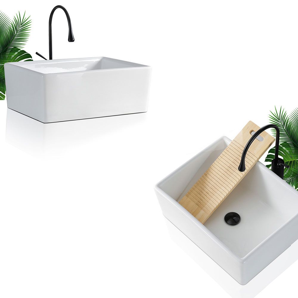 Avtoit | Contemporary Bathroom Sink Porcelain Rectangular Vessel Sink Sink Only