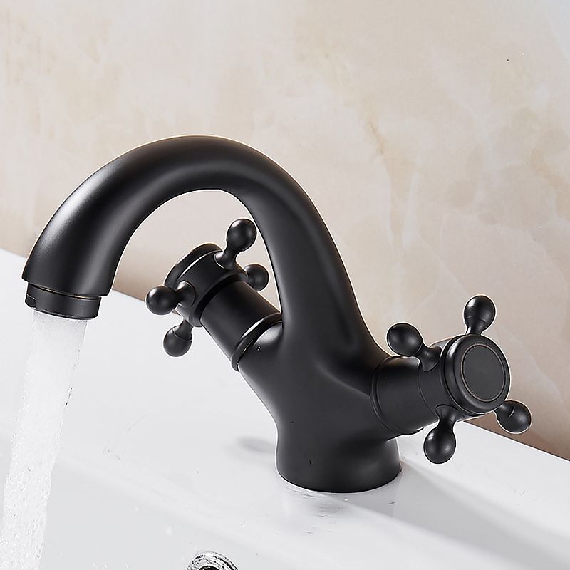 Avtoit | Glam Vanity Sink Faucet Brass Cross Handles Low Arc Basin Faucet