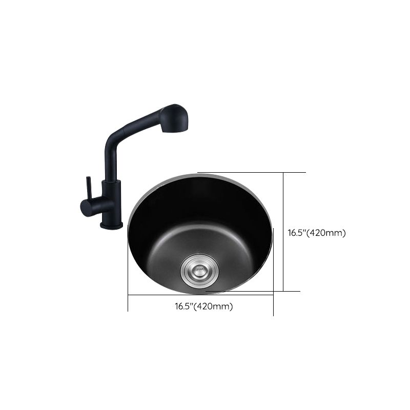 Avtoit | Stainless Steel Round Sink in Black Single Basin Undermount Sink with Basket Strainer