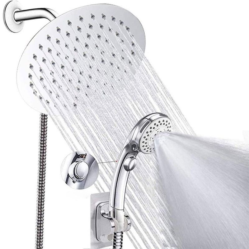Avtoit | Round Dual Shower Head Stainless Steel 5 Spray Patterns Wall Mounted Shower Head