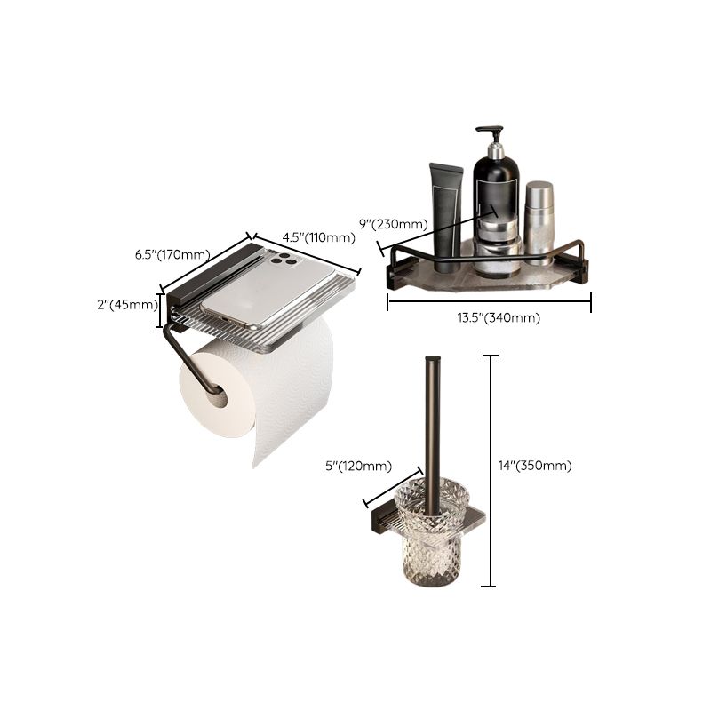 Avtoit | Mattes Black Bathroom Hardware Set Metal & Acrylic Bathroom Shelf/Towel Holder/Bathrobe Hook