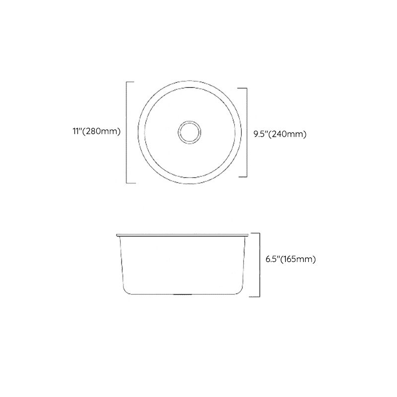 Avtoit | Classic Round Sink Stainless Steel Built-in Sink Non-Slip Round Basin for the Kitchen