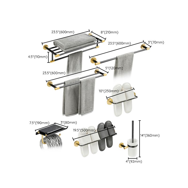 Avtoit | 5-piece modern bathroom accessory set made of black brass bathroom hardware