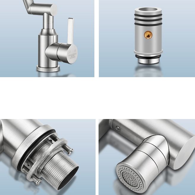 Avtoit | Swiveling Outlet Vessel Sink Faucet Stainless Steel Lever Handle Sink Faucet with Water Hose