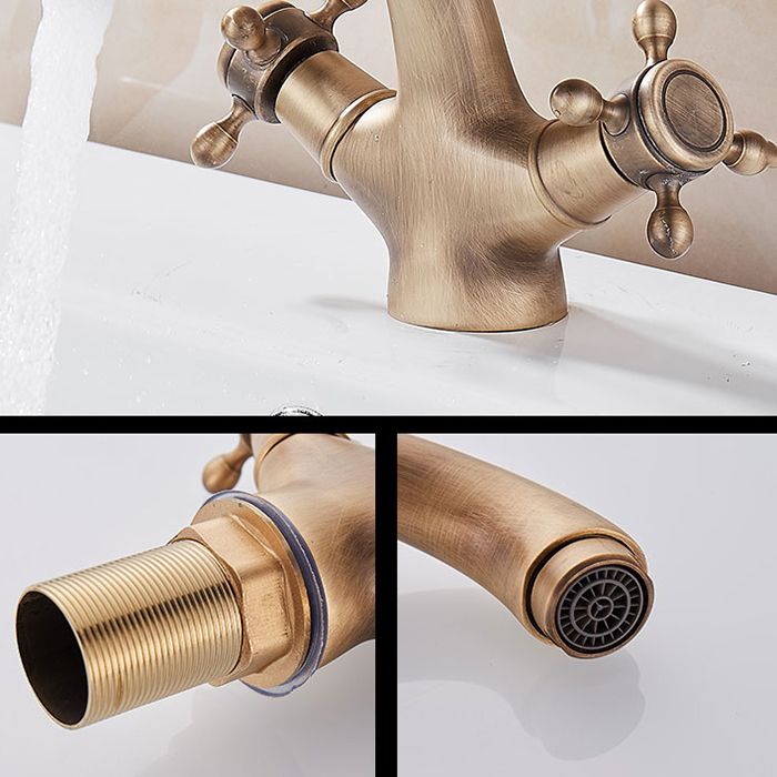 Avtoit | Glam Vanity Sink Faucet Brass Cross Handles Low Arc Basin Faucet