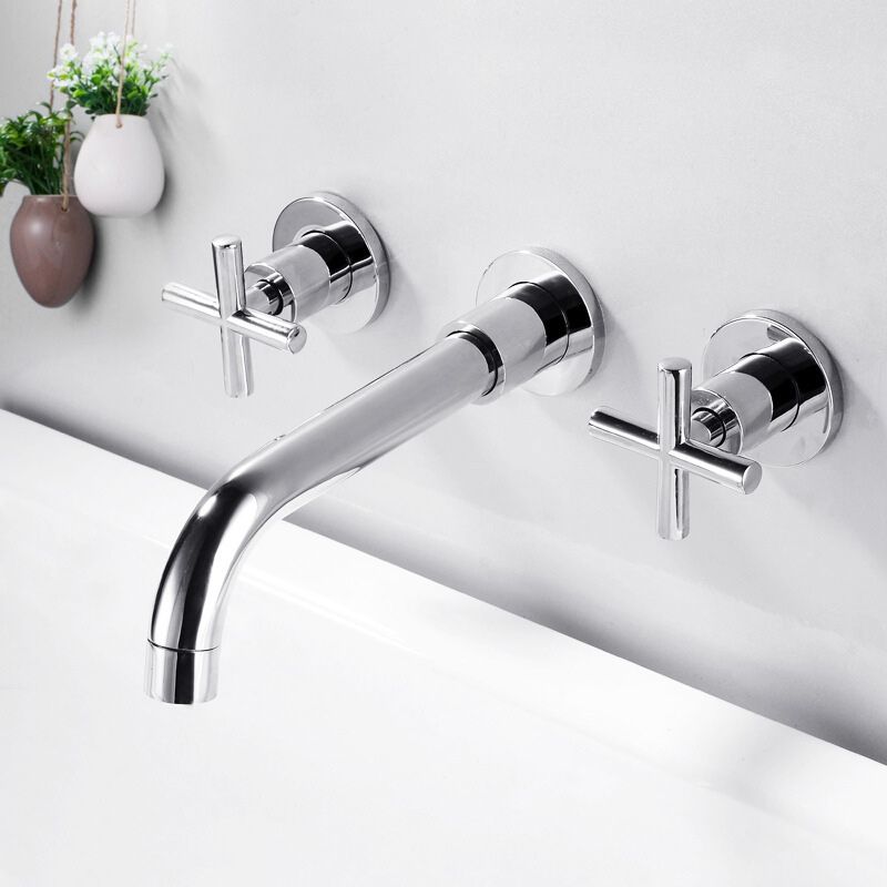 Avtoit | 3 holes faucet 2 cross handle wall-mounted faucet for the bathroom