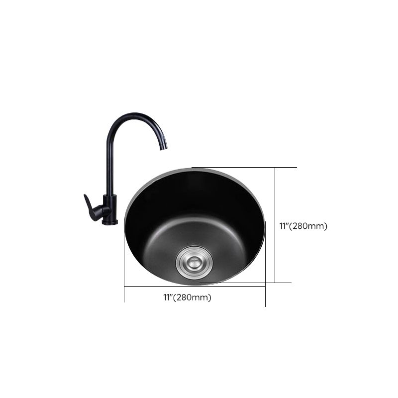 Avtoit | Stainless Steel Round Sink in Black Single Basin Undermount Sink with Basket Strainer