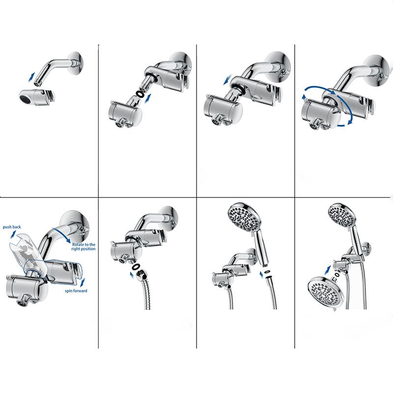 Avtoit | Contemporary Shower Combination Adjustable Shower Head Chrome Ceiling Mounted Round Shower Head