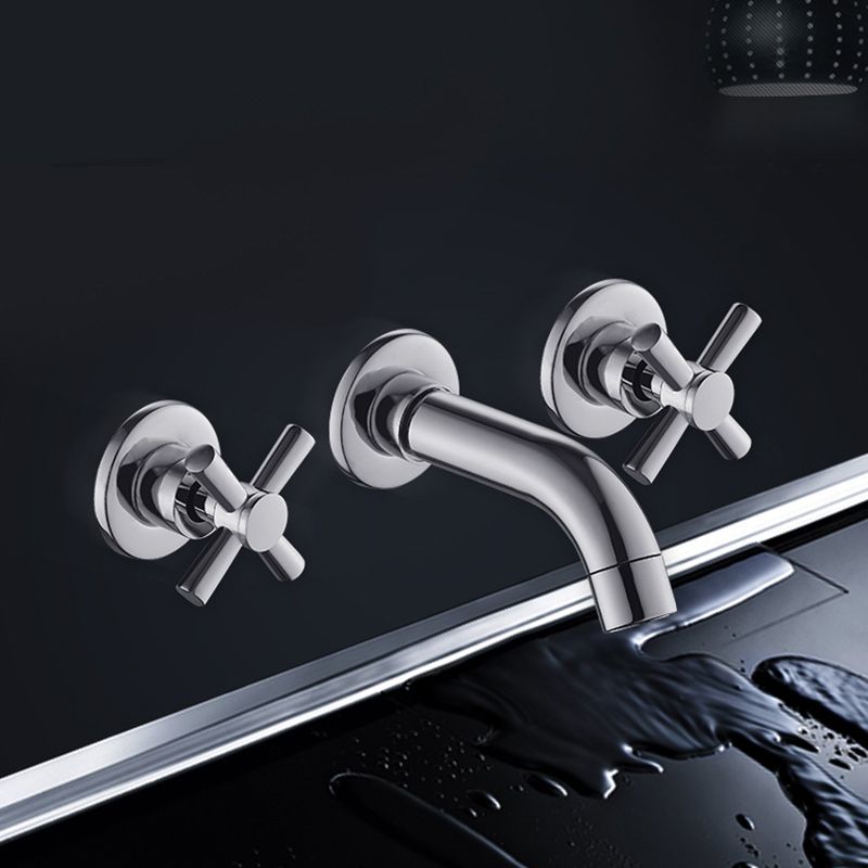 Avtoit | Modern Cross Handle Faucet Monochrome Wall Mounted Bathroom Faucet