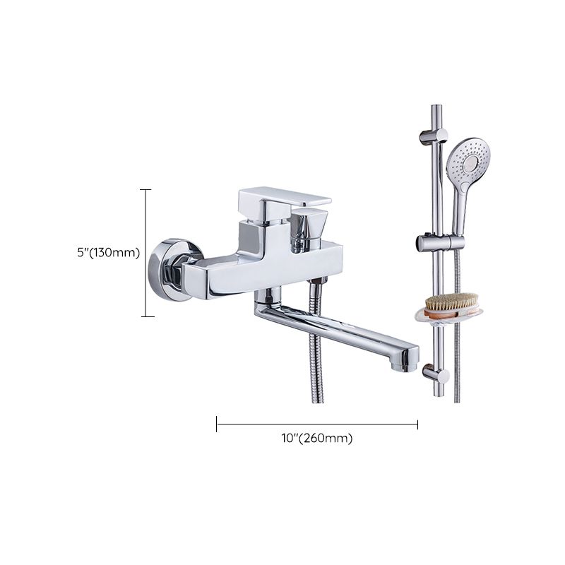 Avtoit | Chrome polished bathroom faucet wall-mounted with swivel spout and hand shower