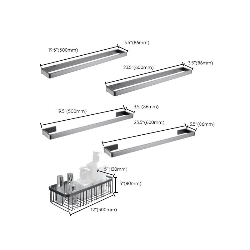 Avtoit | Gray 5-piece modern bathroom accessory set made of stainless steel