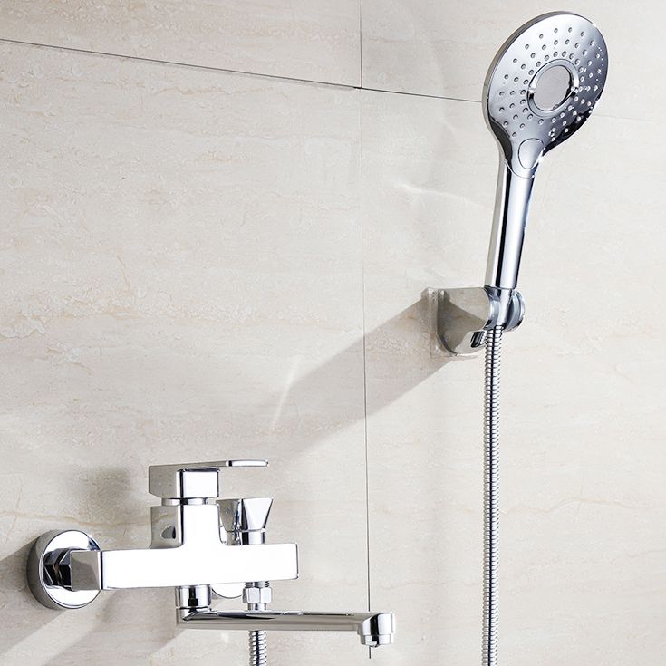 Avtoit | Chrome polished bathroom faucet wall-mounted with swivel spout and hand shower