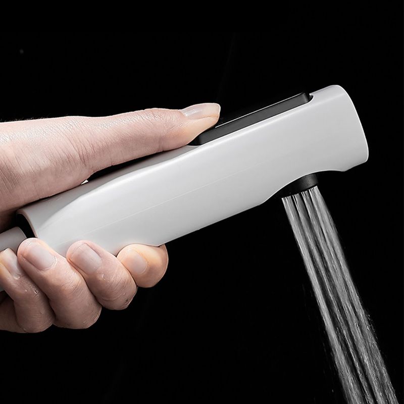 Avtoit | Round Shower Set White Wall Mounted Hand Shower Lever Handle Shower Hose Swiveling Shower Set
