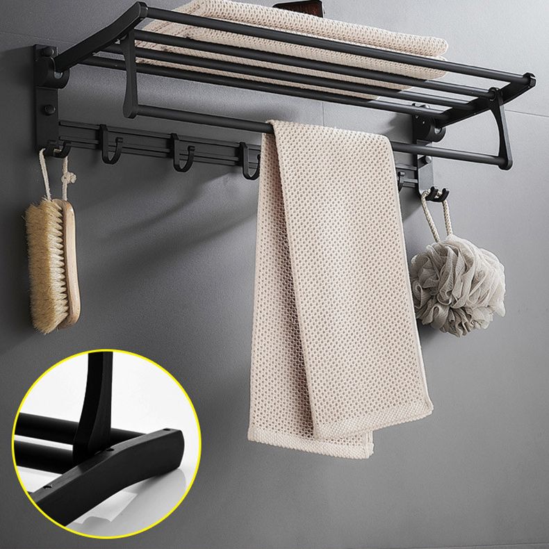 Avtoit | 6-piece modern bathroom hardware set in matte black with bathroom shelf/towel holder & bathrobe hooks