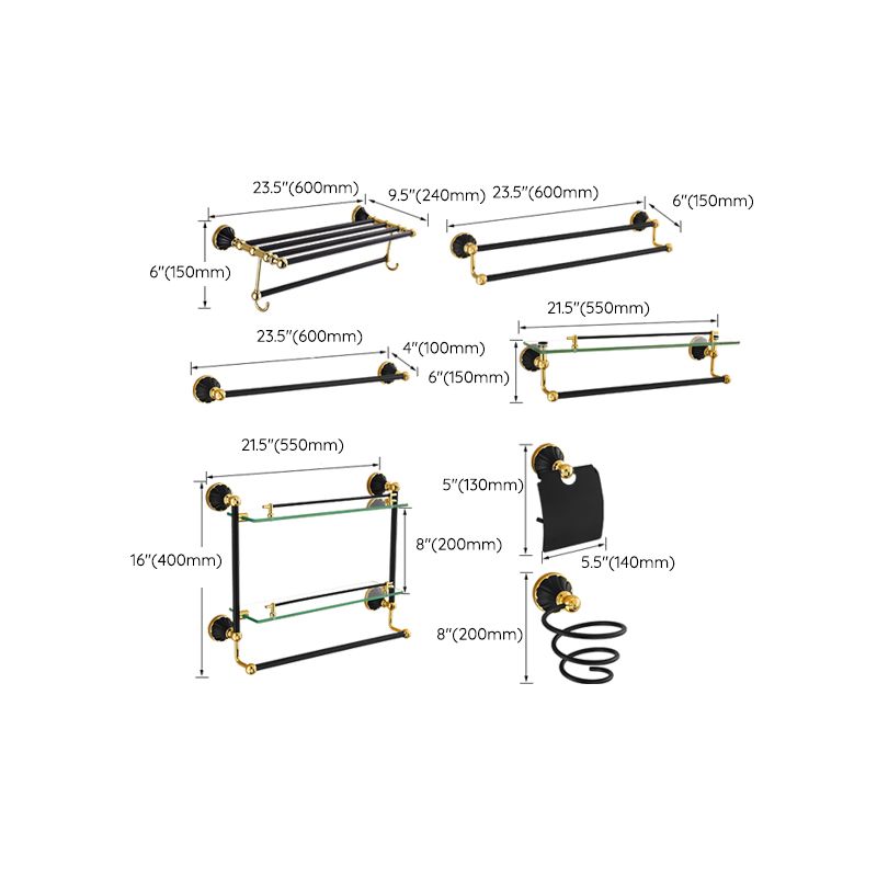 Avtoit | Traditional Bathroom Accessories Set Towel Bar Bathroom Shelf Black Bathroom Accessories Set