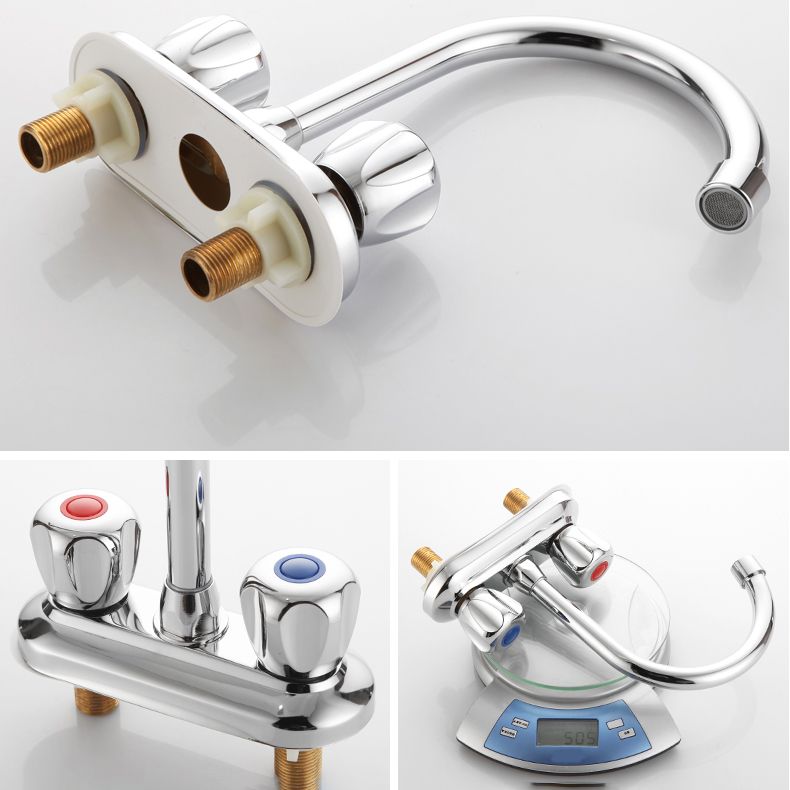 Avtoit | 2-Handle Brass Bathroom Faucet Modern High Arc Center Tap
