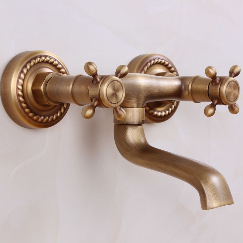 Avtoit | Traditional Wall-Mounted Metal Bathtub Filler Double Handles Waterfall Bathtub Faucet Trim