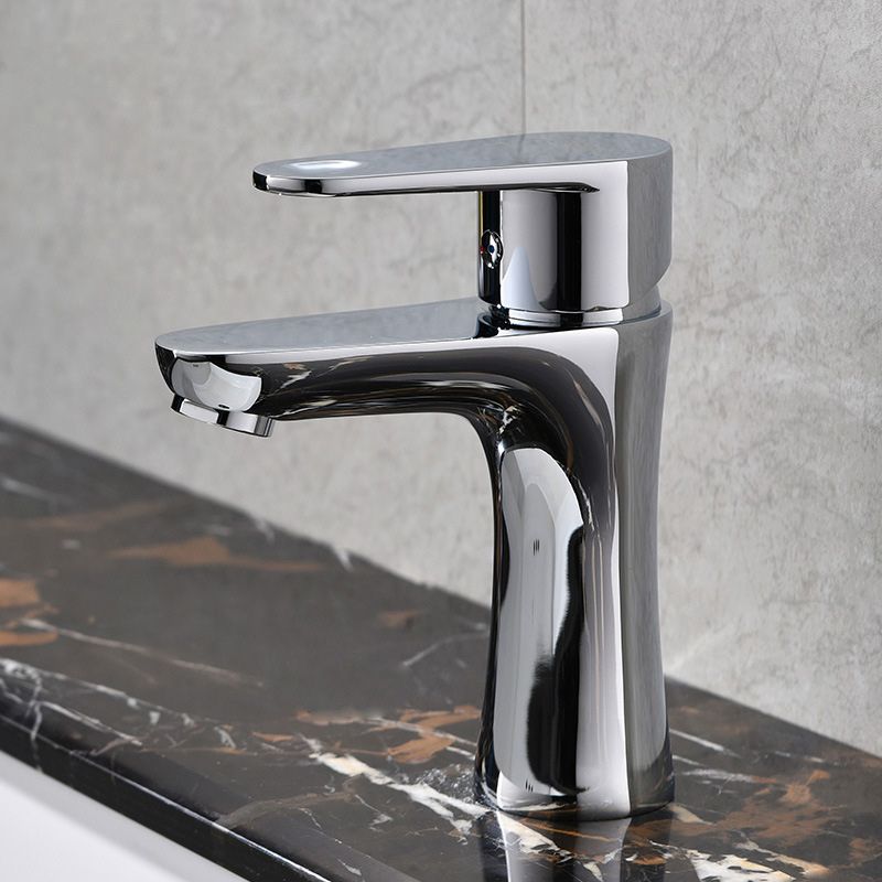 Avtoit | Basic Metal Sink Faucet Silver Bathroom Faucet with Lever Handle