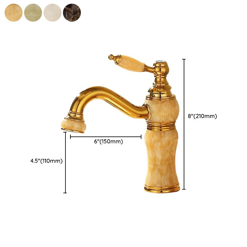 Avtoit | Deck Mounted Copper Tub Faucet Low Arc Roman Tub Faucet Set with Jade