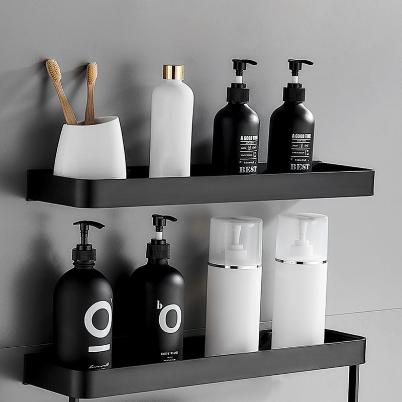 Avtoit | Matt Black Bathroom Set Modern 1/2 - Piece Stainless Steel Bath Rack