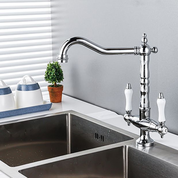 Avtoit | Traditional Kitchen Bar Faucet Double Handle High Arc No Sensor Bar Faucet
