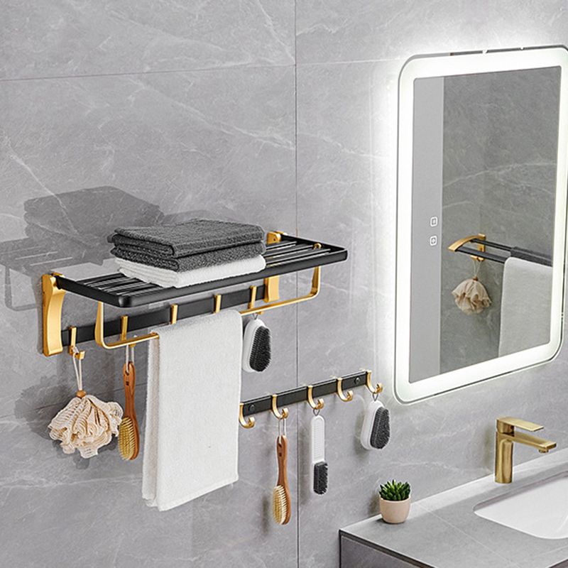 Avtoit | Contemporary Bath Accessories Set Black & Golden Bath Shelf/Towel Bar