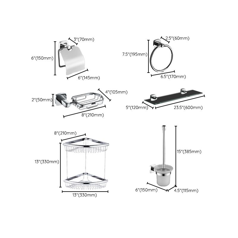 Avtoit | Polished Chrome Modernism Bathroom Accessory Set Bath Shelf / Towel Bar / Bathrobe Hook Included