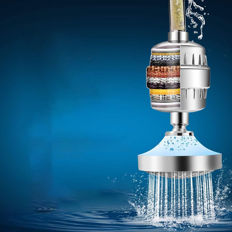 Avtoit | 5 Sprays Shower Head Wall Mounted Silver Round Fixed Shower Head