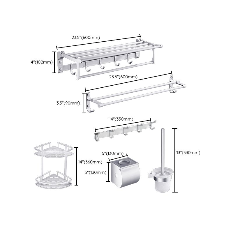 Avtoit | Contemporary silver metal bathroom accessory set with towel rack